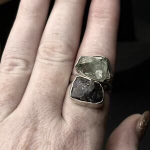 Sterling Silver Aquamarine and Amethyst Ring Aquamarine Ring Amethyst Ring 7.5